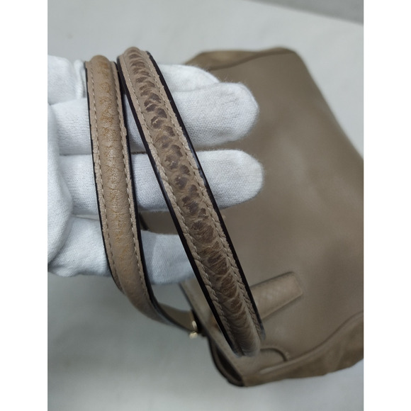 Coach Gray Leather Suede Double Handles Satchel Bag - Picture 7 of 16